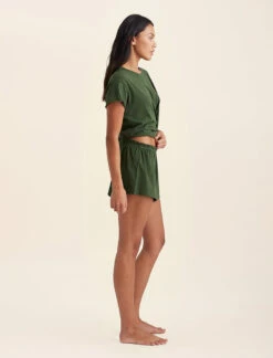 Jada Organic Cotton Knit Elastic-Waist Shorts -Claudia Sale Shop 24258 151 JadaOrganicCottonButtonShort ForestGreen 0004 bb2eed4b 0c72 46fe aad6 cab633c59151