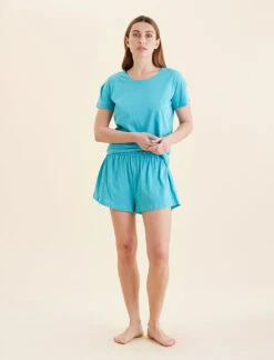 Jada Organic Cotton Knit Elasticated Waist Short -Claudia Sale Shop 24258 188 JadaOrganicCottonButtonShort BlueTurquoise 0001 4fee11dc 71a0 49bc b633 4a0cc2a440b9