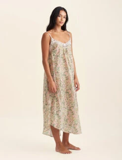 Adeline Lace Front Maxi Nightie -Claudia Sale Shop 24265 1531 AdelineLaceFrontMaxiNightie Evergreen 0003