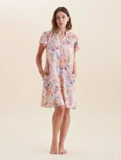 Bailey Flutter Sleeve Nightgown -Claudia Sale Shop 25002 1563 BaileyFlutterSleeveNightie StrawberryCream 0001