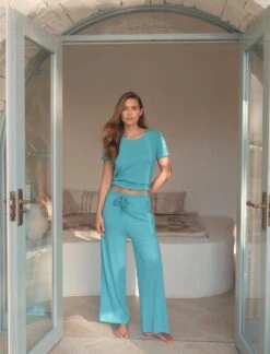 Jada Organic Cotton Knit Wide Leg Pant