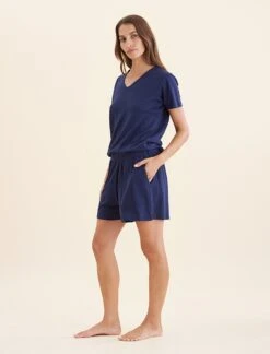 Maya Linen Cotton Boxer Short -Claudia Sale Shop 25088 18 MayaLinenCottonBoxerShort Navy 0002