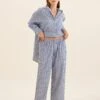 Cotton Stripe Shirting Full Length PJ Set 2 Cotton Stripe Shirting Full Length PJ Set -Claudia Sale Shop 25253 1295 CottonShirtingStraightLegPant BlueWhiteStripe 0002