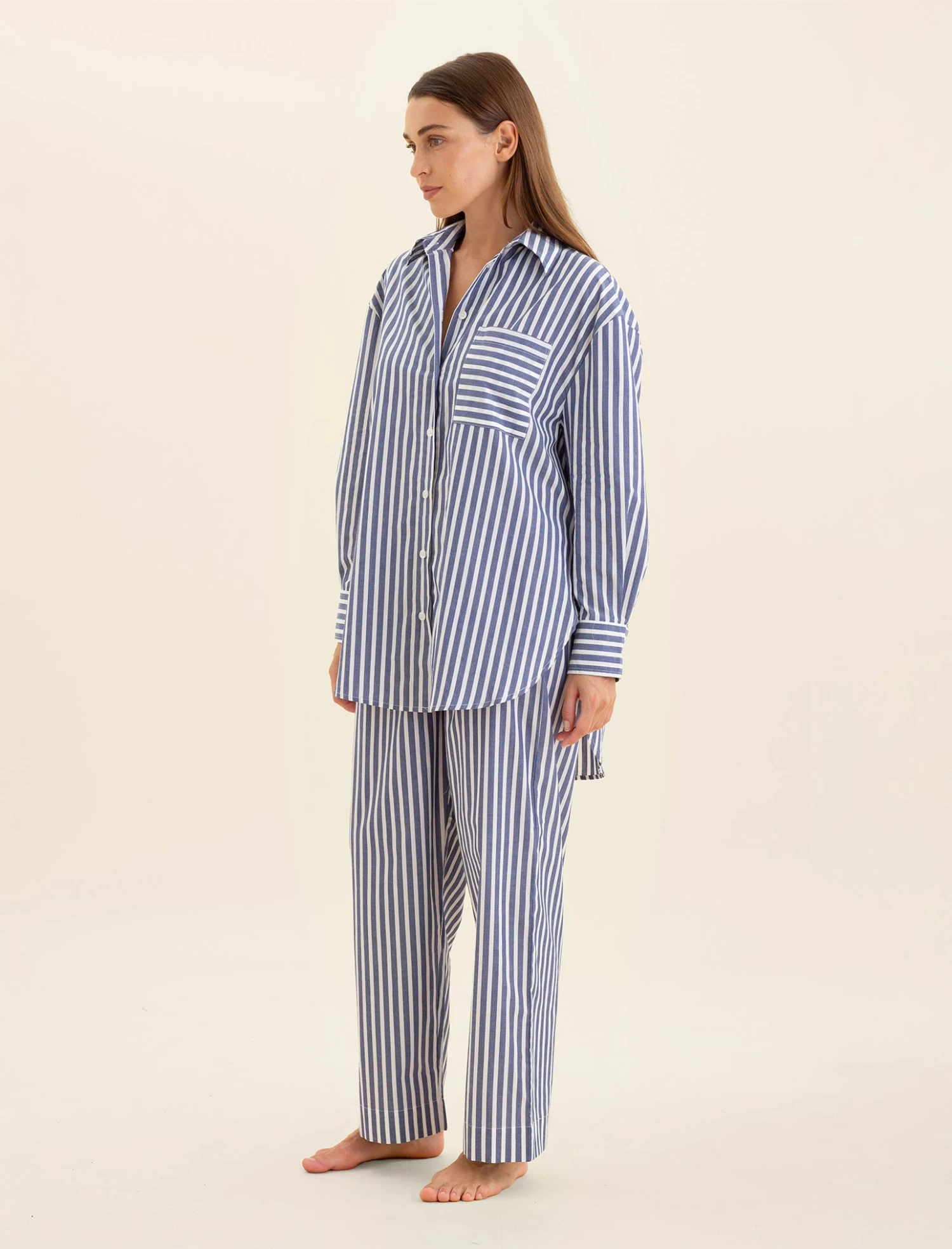 Cotton Stripe Shirting Full Length PJ Set 5 Cotton Stripe Shirting Full Length PJ Set - Image 3
