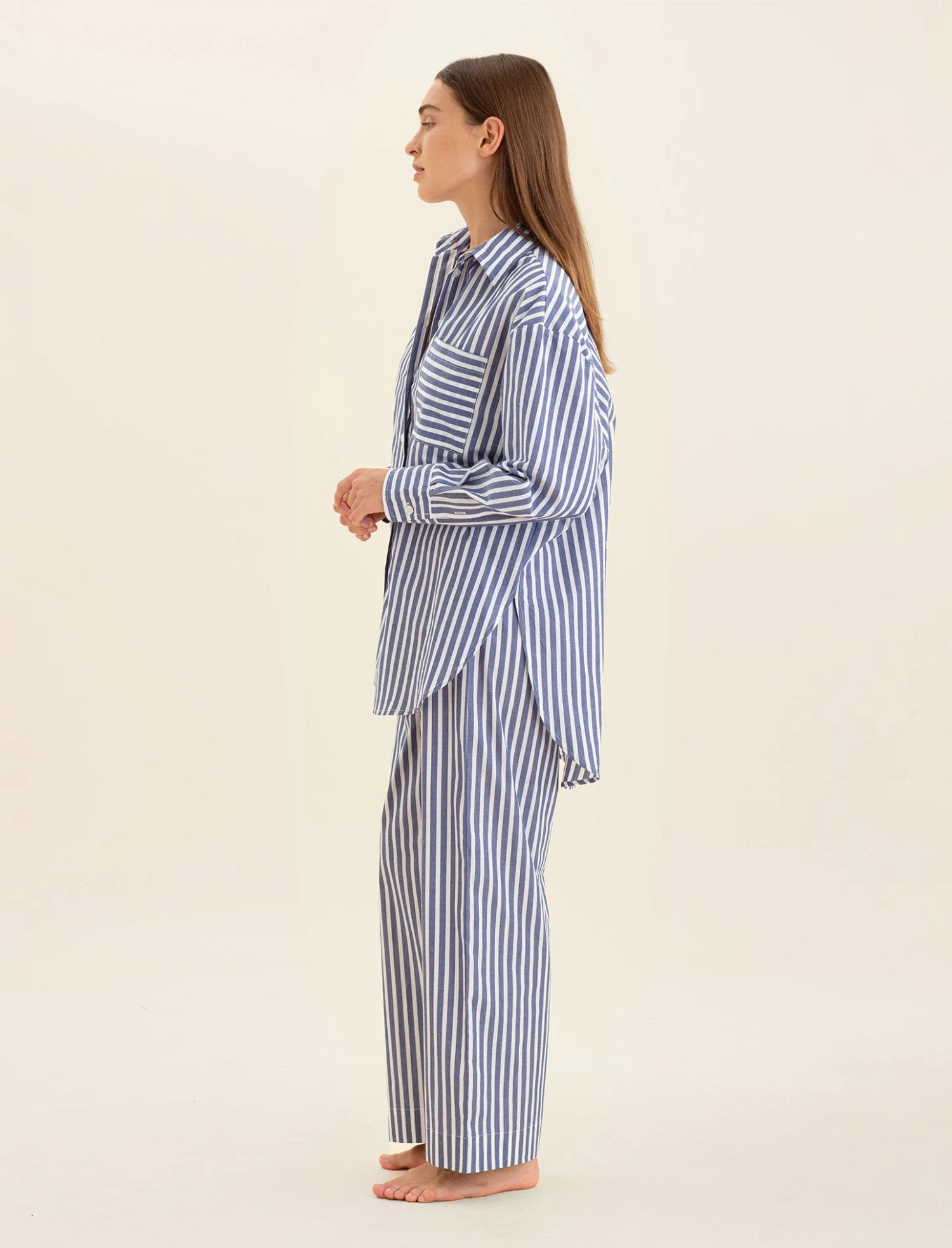 Cotton Stripe Shirting Full Length PJ Set 6 Cotton Stripe Shirting Full Length PJ Set - Image 4