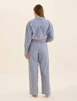 Cotton Stripe Shirting Full Length PJ Set 11 Cotton Stripe Shirting Full Length PJ Set -Claudia Sale Shop 25253 1295 CottonShirtingStraightLegPant BlueWhiteStripe 0006
