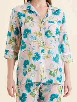 Audrey Floral Crop PJ Set -Claudia Sale Shop 25299 1642 AudreyFloralCropPJSet LacePink 0006