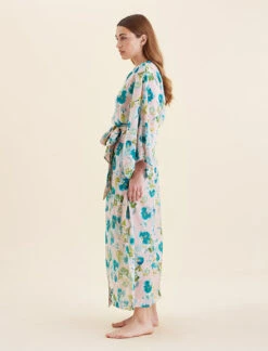 Audrey Floral Kimono Maxi Robe -Claudia Sale Shop 25301 1642 AudreyFloralKimonoMaxiRobe LacePink 0004