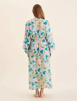 Audrey Floral Kimono Maxi Robe -Claudia Sale Shop 25301 1642 AudreyFloralKimonoMaxiRobe LacePink 0005