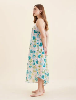 Audrey Floral Lace Front Maxi Nightie -Claudia Sale Shop 25302 1642 AudreyFloralLaceFrontMaxiNightie LacePink 0003