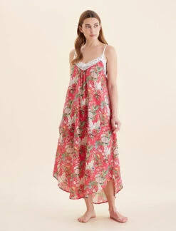 Clara Lace Front Maxi Nightie -Claudia Sale Shop 25307 1640 ClaraLaceFrontMaxiNightie Geranium 0002