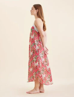 Clara Lace Front Maxi Nightie -Claudia Sale Shop 25307 1640 ClaraLaceFrontMaxiNightie Geranium 0003