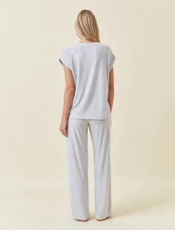 Resort Terry Tee And Full Length Pant Set -Claudia Sale Shop 25382 6 ResortTerryTeeandFLPantSet GreyMarl 003