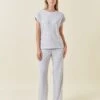 Resort Terry Tee And Full Length Pant Set -Claudia Sale Shop 25382 6 ResortTerryTeeandFLPantSet GreyMarl 004