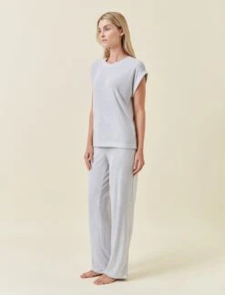 Resort Terry Tee And Full Length Pant Set -Claudia Sale Shop 25382 6 ResortTerryTeeandFLPantSet GreyMarl 005