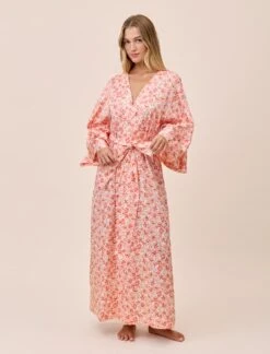 Molly Sims Cotton Kimono Maxi Robe -Claudia Sale Shop 25561 1653 LibbyCottonKimonoMaxiRobe PeachAmber 003