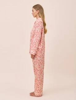 Molly Sims Cotton Full Length PJ Set & Eye Mask -Claudia Sale Shop 25562 1653 LibbyCottonFullLengthPJSet EyeMask PeachAmber 003