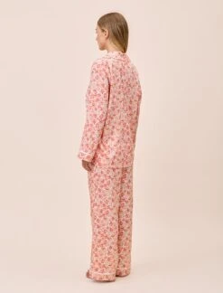 Molly Sims Cotton Full Length PJ Set & Eye Mask -Claudia Sale Shop 25562 1653 LibbyCottonFullLengthPJSet EyeMask PeachAmber 004