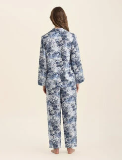 Toile De Jouy Pure Silk Full Length PJ Set -Claudia Sale Shop 6057 1525 ToileDeJouyPureSilkFLPJSet Ecru 0005