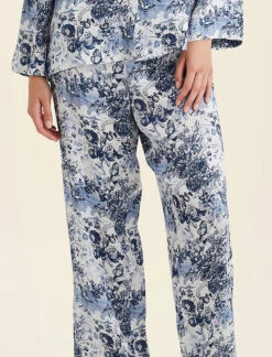 Toile De Jouy Pure Silk Full Length PJ Set -Claudia Sale Shop 6057 1525 ToileDeJouyPureSilkFLPJSet Ecru 0006