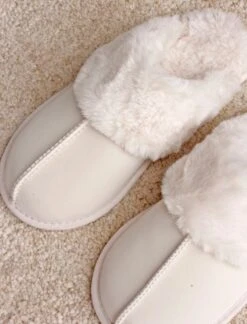 Fur Trim Suedette Slides -Claudia Sale Shop MG 4634
