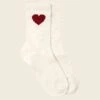 Heart Organic Cotton Socks -Claudia Sale Shop OrganicCottonHeartSocks EcruandRed 002