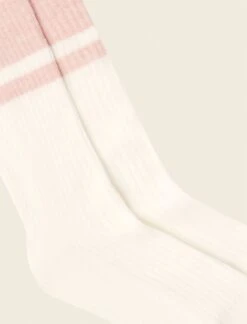 Logo Tennis Socks -Claudia Sale Shop OrganicCottonTennisSocks EcruandPink 003