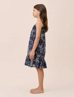 Navy Cheri Blossom Girls Strappy Nightgown -Claudia Sale Shop PP 25631 1552 NavyCheriBlossomGirlsStrappyNightie Navy 002