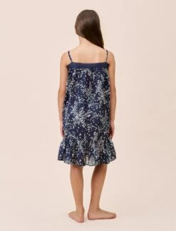 Navy Cheri Blossom Girls Strappy Nightgown -Claudia Sale Shop PP 25631 1552 NavyCheriBlossomGirlsStrappyNightie Navy 003