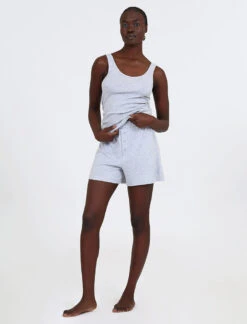 Pia Cotton Modal Pull On Shorts -Claudia Sale Shop Pia Cotton Modal Grey Singlet Boxer Front 004