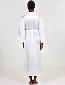 Selena Silk Maxi Robe -Claudia Sale Shop Selena Silk Ivory Robe Back 001 Papinelle Web