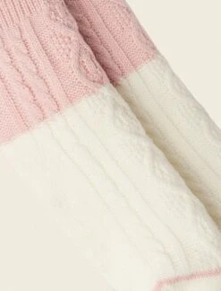 Color Block Cable Socks -Claudia Sale Shop SnuggleSocks EcruandPink 003