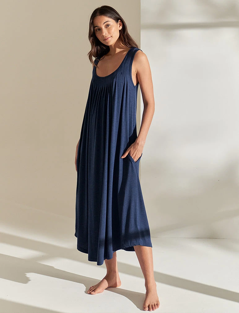 Kate Modal Soft Pleat Front Maxi Nightgown 3 Kate Modal Soft Pleat Front Maxi Nightgown