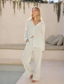 Sabine Seersucker Stripe Boyfriend Shirt